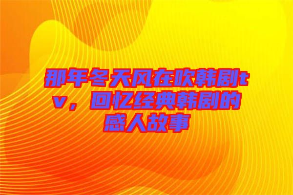 那年冬天風(fēng)在吹韓劇tv，回憶經(jīng)典韓劇的感人故事