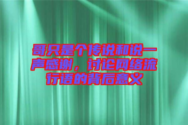 哥只是個傳說和說一聲感謝，討論網絡流行語的背后意義