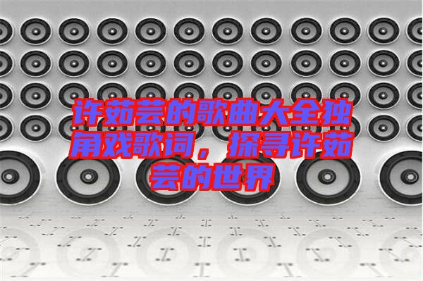 許茹蕓的歌曲大全獨角戲歌詞，探尋許茹蕓的世界