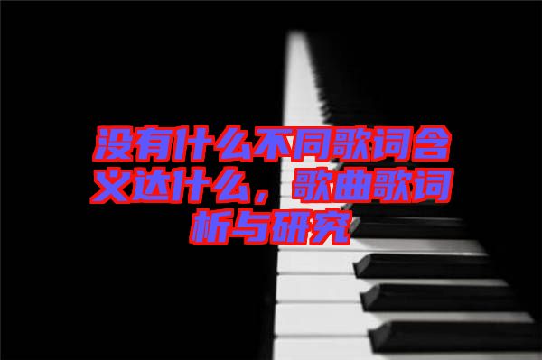 沒有什么不同歌詞含義達(dá)什么，歌曲歌詞析與研究