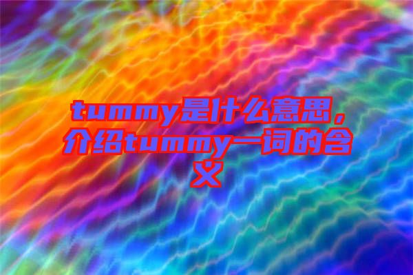 tummy是什么意思，介紹tummy一詞的含義