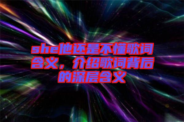 she他還是不懂歌詞含義，介紹歌詞背后的深層含義