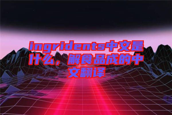 ingridents中文是什么，解食品成的中文翻譯