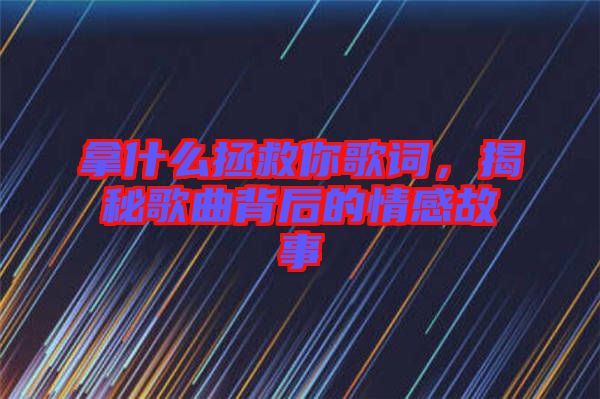 拿什么拯救你歌詞，揭秘歌曲背后的情感故事