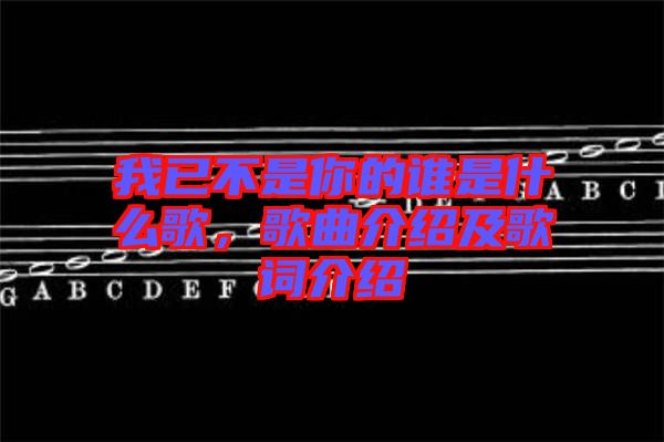 我已不是你的誰是什么歌，歌曲介紹及歌詞介紹