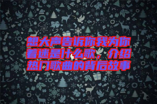 想大聲告訴你我為你著迷是什么歌，介紹熱門歌曲的背后故事