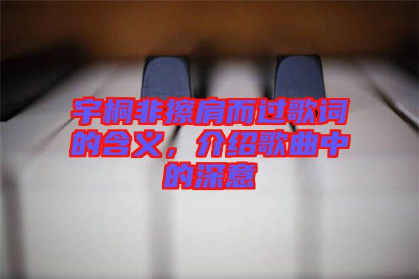 宇桐非擦肩而過(guò)歌詞的含義，介紹歌曲中的深意