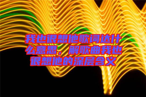 我也很想他歌詞達什么意思，解歌曲我也很想他的深層含義