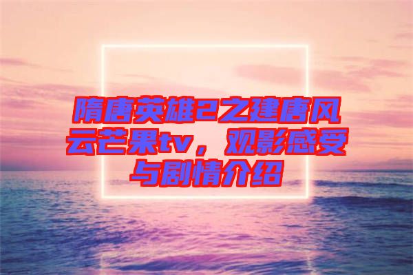 隋唐英雄2之建唐風(fēng)云芒果tv，觀影感受與劇情介紹