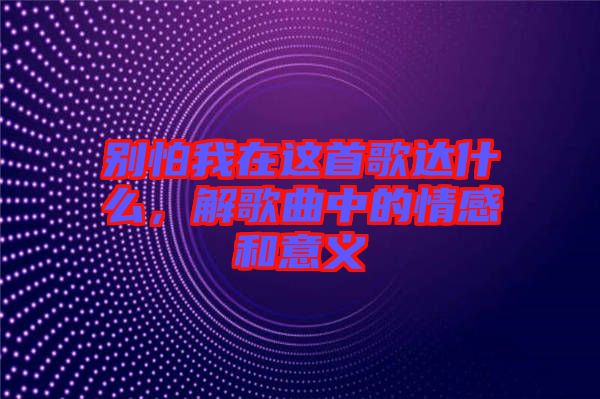 別怕我在這首歌達什么，解歌曲中的情感和意義