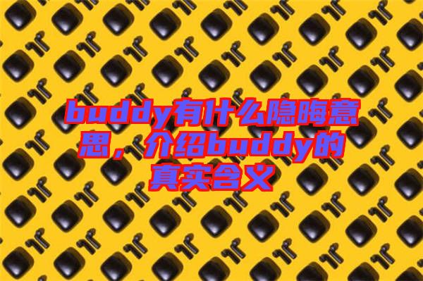 buddy有什么隱晦意思，介紹buddy的真實含義