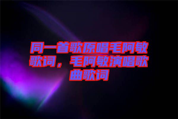 同一首歌原唱毛阿敏歌詞，毛阿敏演唱歌曲歌詞