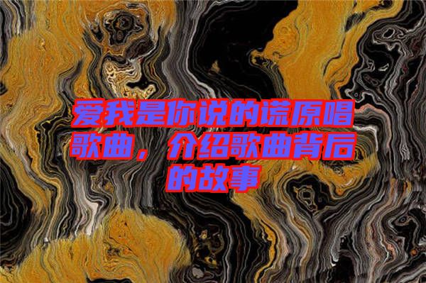 愛我是你說的謊原唱歌曲，介紹歌曲背后的故事