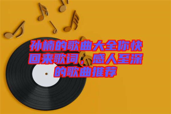 孫楠的歌曲大全你快回來歌詞，感人至深的歌曲推薦