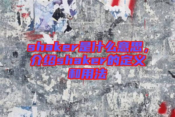 shaker是什么意思，介紹shaker的定義和用法