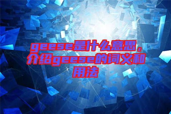 geese是什么意思，介紹geese的詞義和用法