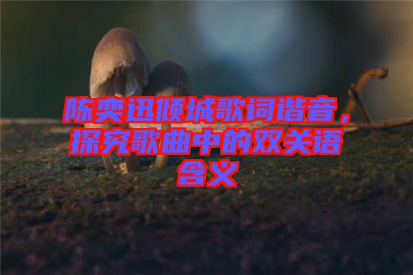 陳奕迅傾城歌詞諧音，探究歌曲中的雙關(guān)語(yǔ)含義