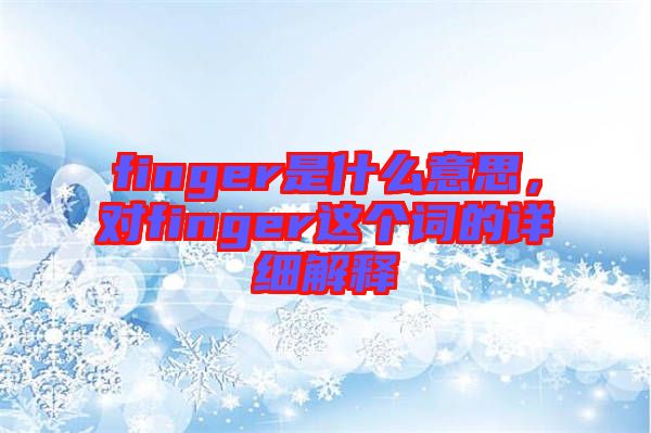 finger是什么意思，對finger這個詞的詳細(xì)解釋