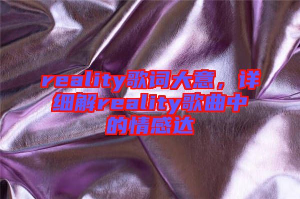 reality歌詞大意，詳細(xì)解reality歌曲中的情感達(dá)