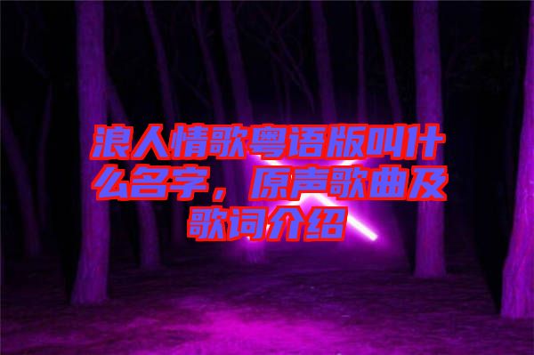 浪人情歌粵語(yǔ)版叫什么名字，原聲歌曲及歌詞介紹