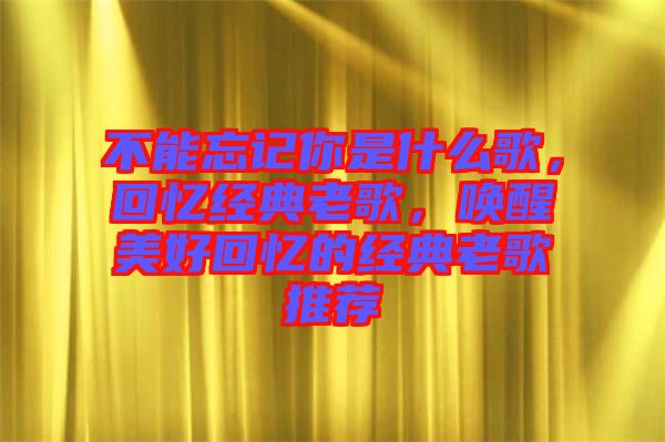 不能忘記你是什么歌，回憶經(jīng)典老歌，喚醒美好回憶的經(jīng)典老歌推薦