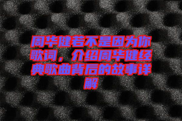 周華健若不是因?yàn)槟愀柙~，介紹周華健經(jīng)典歌曲背后的故事詳解