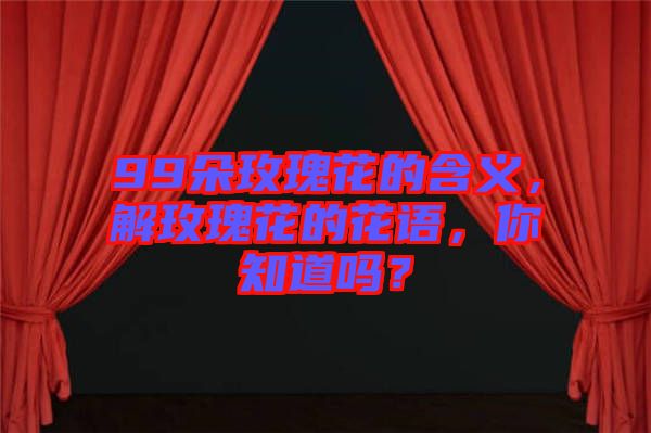 99朵玫瑰花的含義，解玫瑰花的花語(yǔ)，你知道嗎？