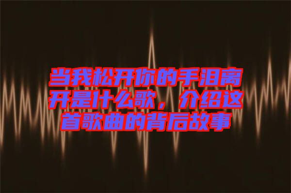 當(dāng)我松開你的手淚離開是什么歌，介紹這首歌曲的背后故事