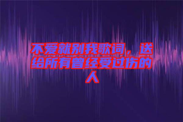 不愛(ài)就別我歌詞，送給所有曾經(jīng)受過(guò)傷的人