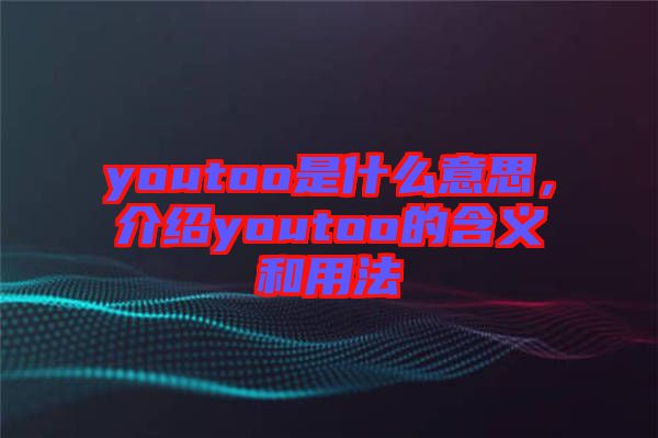 youtoo是什么意思，介紹youtoo的含義和用法