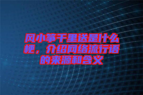 風(fēng)小箏千里送是什么梗，介紹網(wǎng)絡(luò)流行語的來源和含義