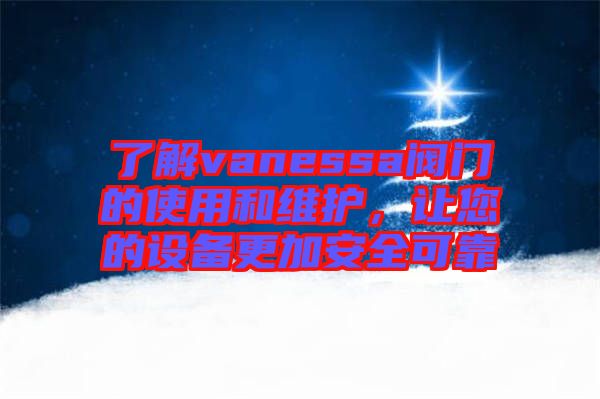 了解vanessa閥門的使用和維護(hù)，讓您的設(shè)備更加安全可靠