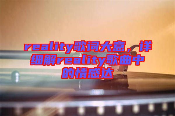 reality歌詞大意，詳細(xì)解reality歌曲中的情感達(dá)