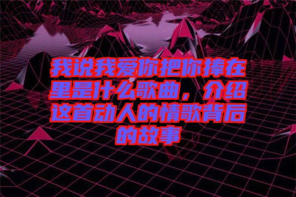 我說我愛你把你捧在里是什么歌曲，介紹這首動人的情歌背后的故事