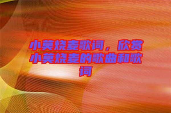 小莫燒麥歌詞，欣賞小莫燒麥的歌曲和歌詞