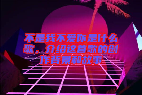 不是我不愛你是什么歌，介紹這首歌的創(chuàng)作背景和故事