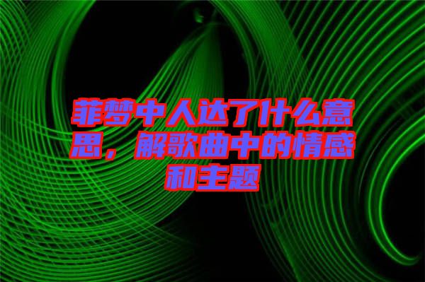 菲夢中人達(dá)了什么意思，解歌曲中的情感和主題