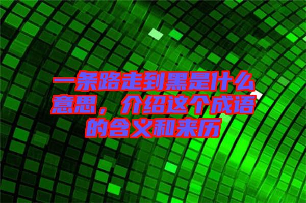 一條路走到黑是什么意思，介紹這個(gè)成語的含義和來歷