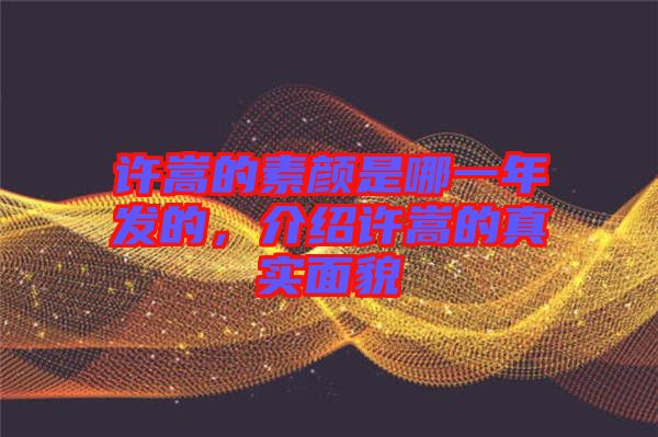 許嵩的素顏是哪一年發(fā)的，介紹許嵩的真實面貌