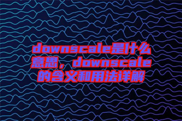 downscale是什么意思，downscale的含義和用法詳解