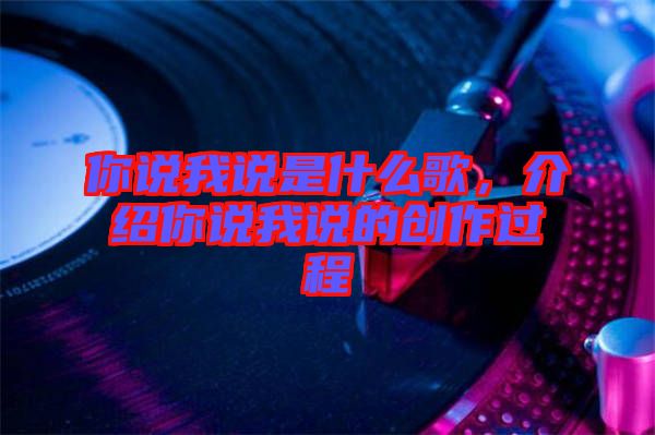 你說我說是什么歌，介紹你說我說的創(chuàng)作過程