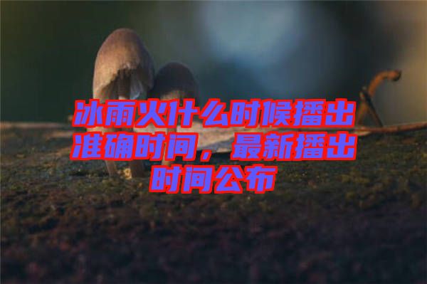 冰雨火什么時(shí)候播出準(zhǔn)確時(shí)間，最新播出時(shí)間公布