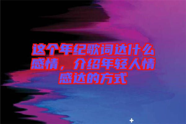 這個年紀歌詞達什么感情，介紹年輕人情感達的方式