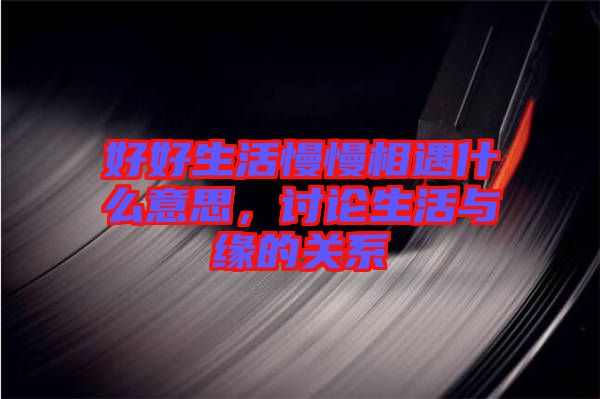 好好生活慢慢相遇什么意思，討論生活與緣的關系