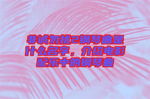 非誠(chéng)勿擾2鋼琴曲是什么名字，介紹電影配樂中的鋼琴曲