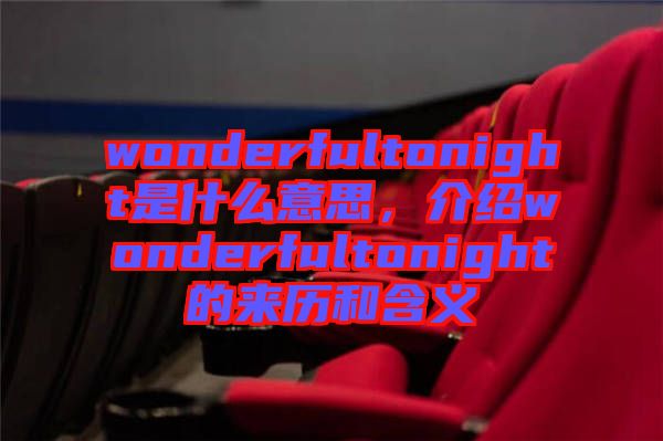 wonderfultonight是什么意思，介紹wonderfultonight的來歷和含義