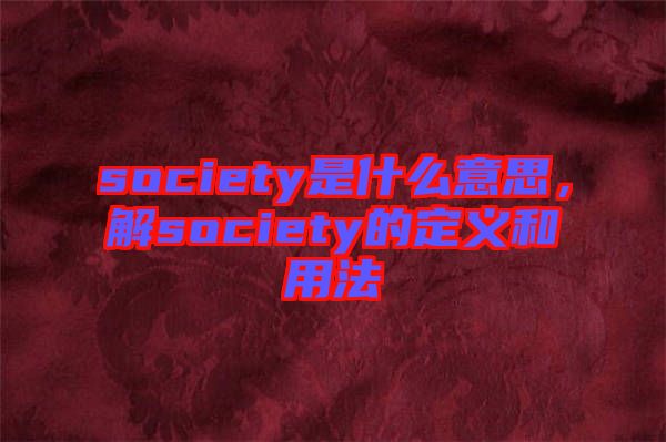 society是什么意思，解society的定義和用法