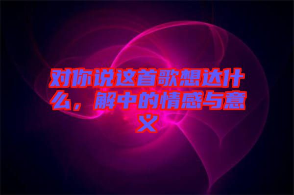 對(duì)你說這首歌想達(dá)什么，解中的情感與意義