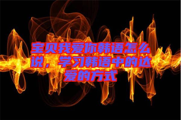 寶貝我愛你韓語怎么說，學習韓語中的達愛的方式