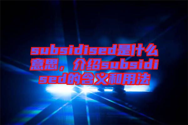 subsidised是什么意思，介紹subsidised的含義和用法